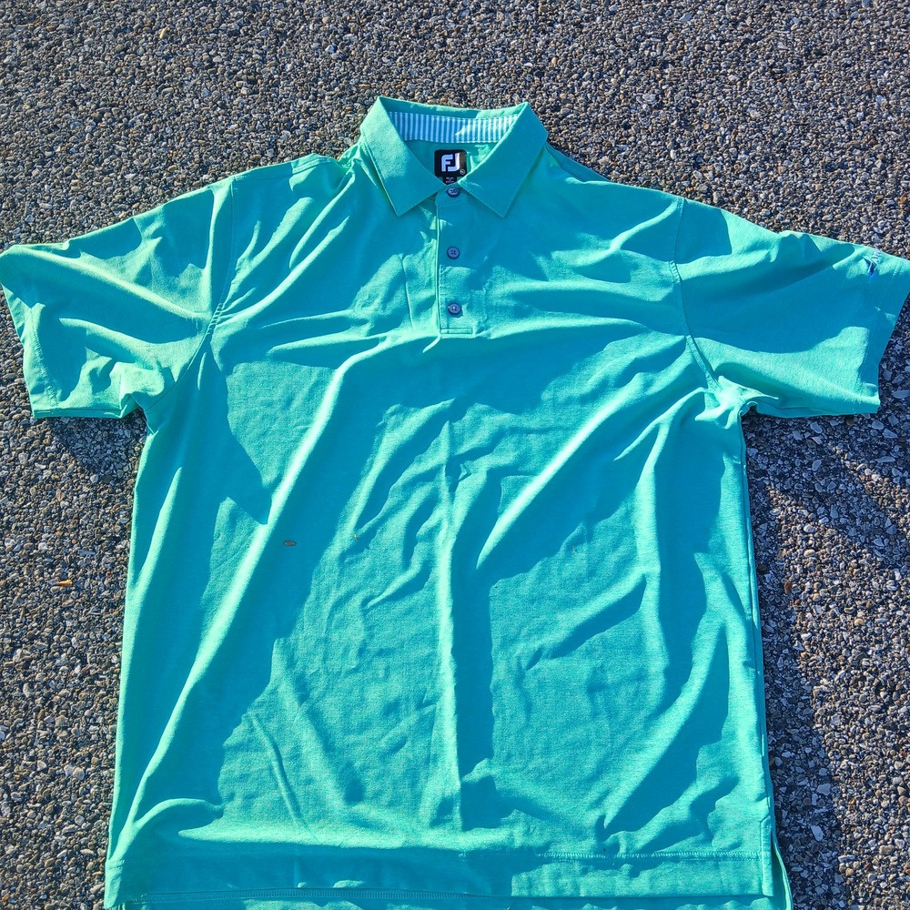 FootJoy Polo Shirt Mens XL Green Solid Short Sleeve Golf Knit Performance Top